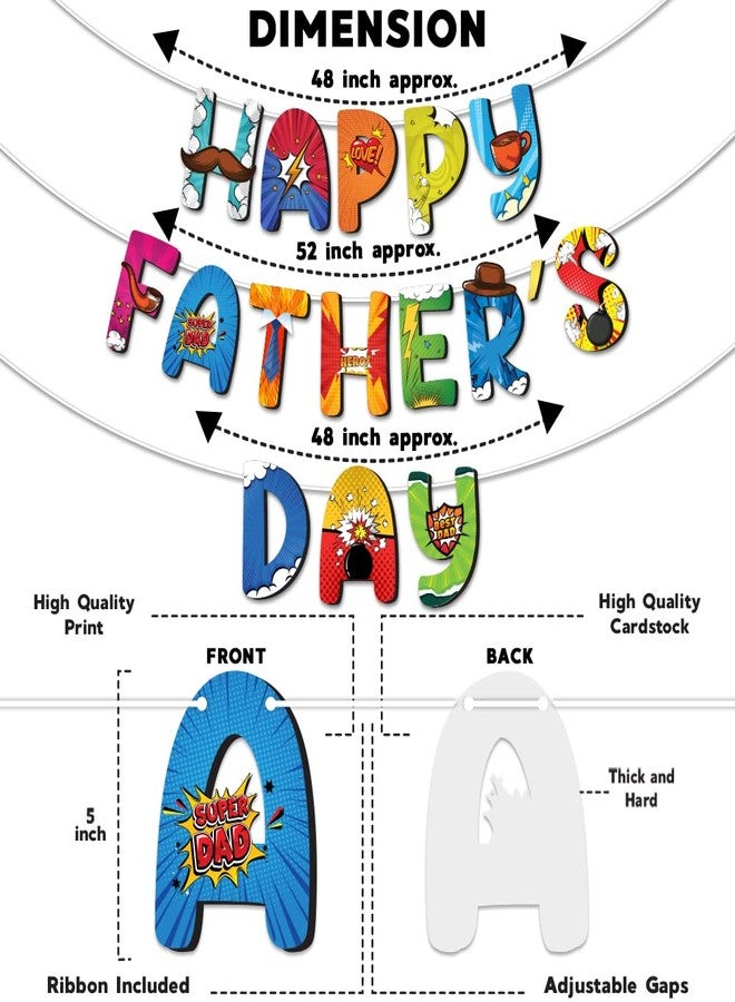 Festiko® Happy Father's Day Banner Decoration, Superhero Theme Father's Day Decoration, Fathers day Party Decoration - Image 3